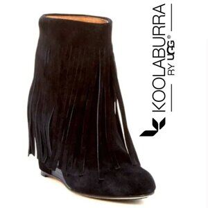 Koolaburra Black Ankle Booties with Fringe Size size 7